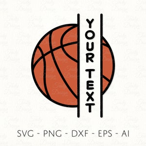 Basketball Split Frame SVG PNG DXF Team Name Sublimation Decal file Half Basketball Ball Monogram