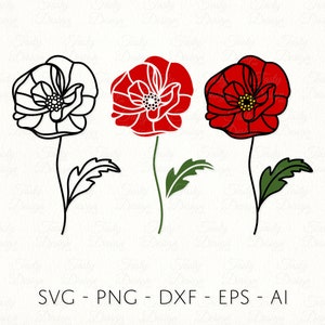 Mohnblume SVG PNG DXF August Geburt Monat Blume Gliederkette Sublimation Aufkleber Datei