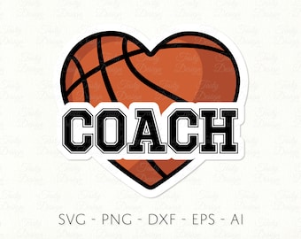 Basketball Coach SVG PNG DXF Heart Shaped Sports Ball Sublimation Decal Cricut file