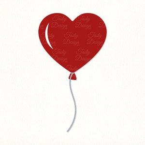 Herzballon SVG Geburtstag Ballon svg Rot Ballon Clipart Valentinstag Ballon PNG EPS