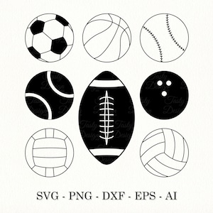 Sports balls svg, Soccer ball svg, Baseball svg, Volleyball svg, Basketball svg, Bowling svg, Sport balls svg, Balls svg bundle, png eps dxf