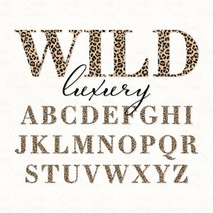 Letras de leopardo SVG PNG DXF Wildcat Print Alfabeto Wild Animal Fonte Cricut Arquivos de decalque de sublimação