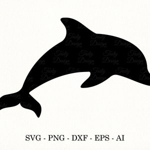 Dauphin svg coupe fichier, fichier dxf svg silhouette dauphin, dauphin noir svg, clipart dauphin, fichier Cricut dauphin, fichier de coupe dauphin camée