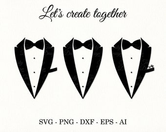 Tuxedo SVG Ring security clipart Tux cut file Wedding T-shirt print Bow tie SVG Ring bearer outfit PNG Sublimation Decal file