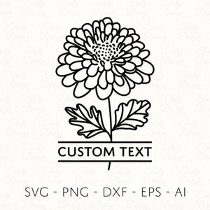 Chrysanthemum Split Frame SVG PNG DXF November Birth Flower Outline Sublimation Decal File