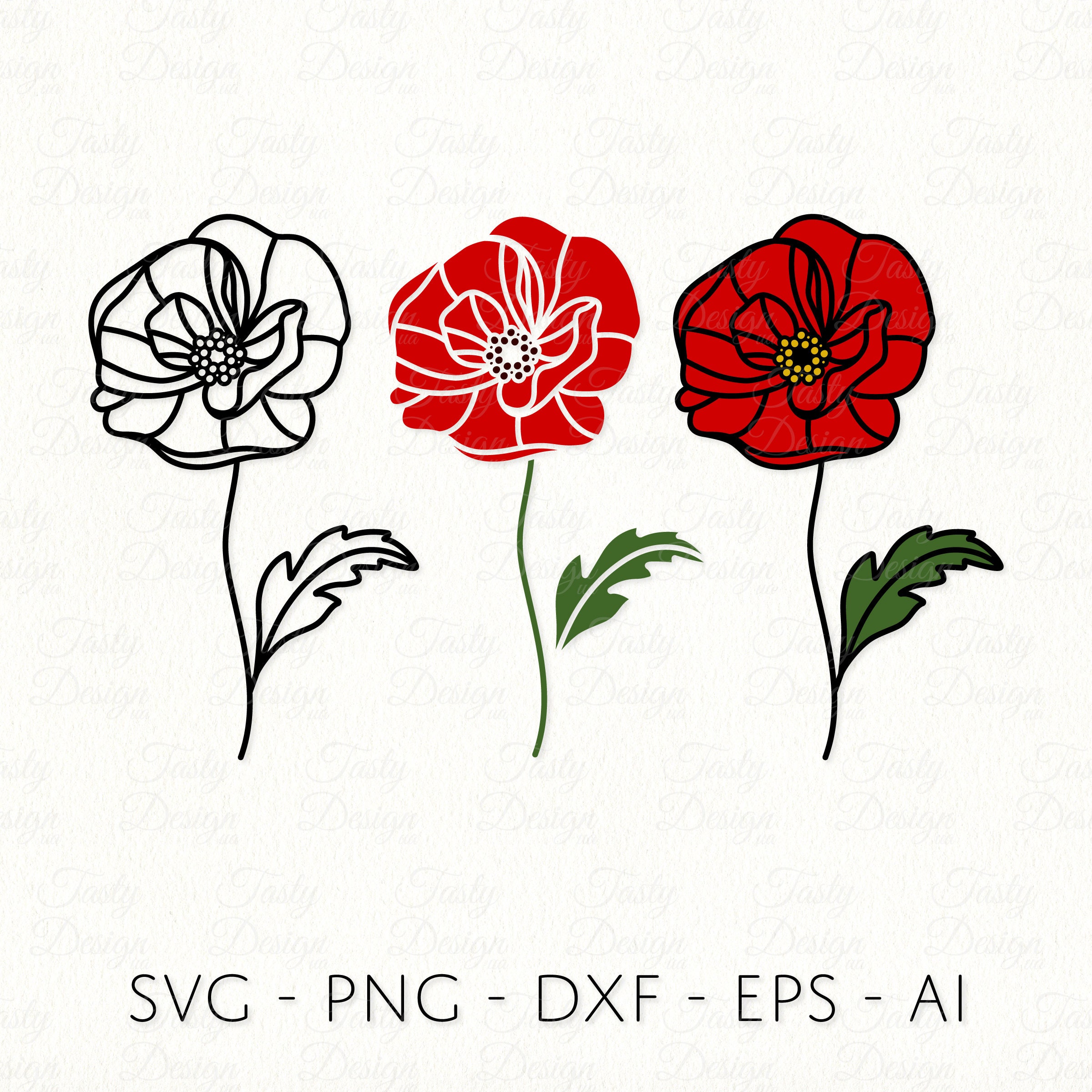 Poppy Dfx File Poppy SVG PNG DXF August Birth Month Flower Outline Sublimation Decal ...