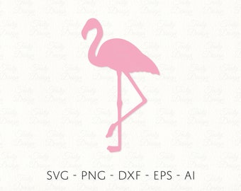 May include: Pink flamingo silhouette, a simple design for crafting projects.