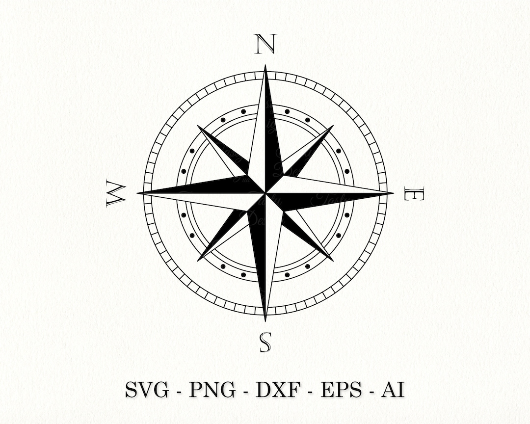 Nautical Compass Svg Dxf Png, Mariner's Compass Svg, Rose of Winds Svg