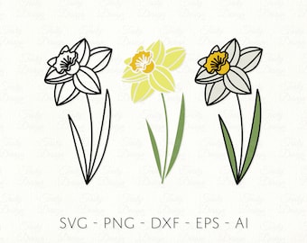 Daffodil SVG PNG DXF Marzo Nascita Fiore Sublimazione Decalcomania File Vettoriale