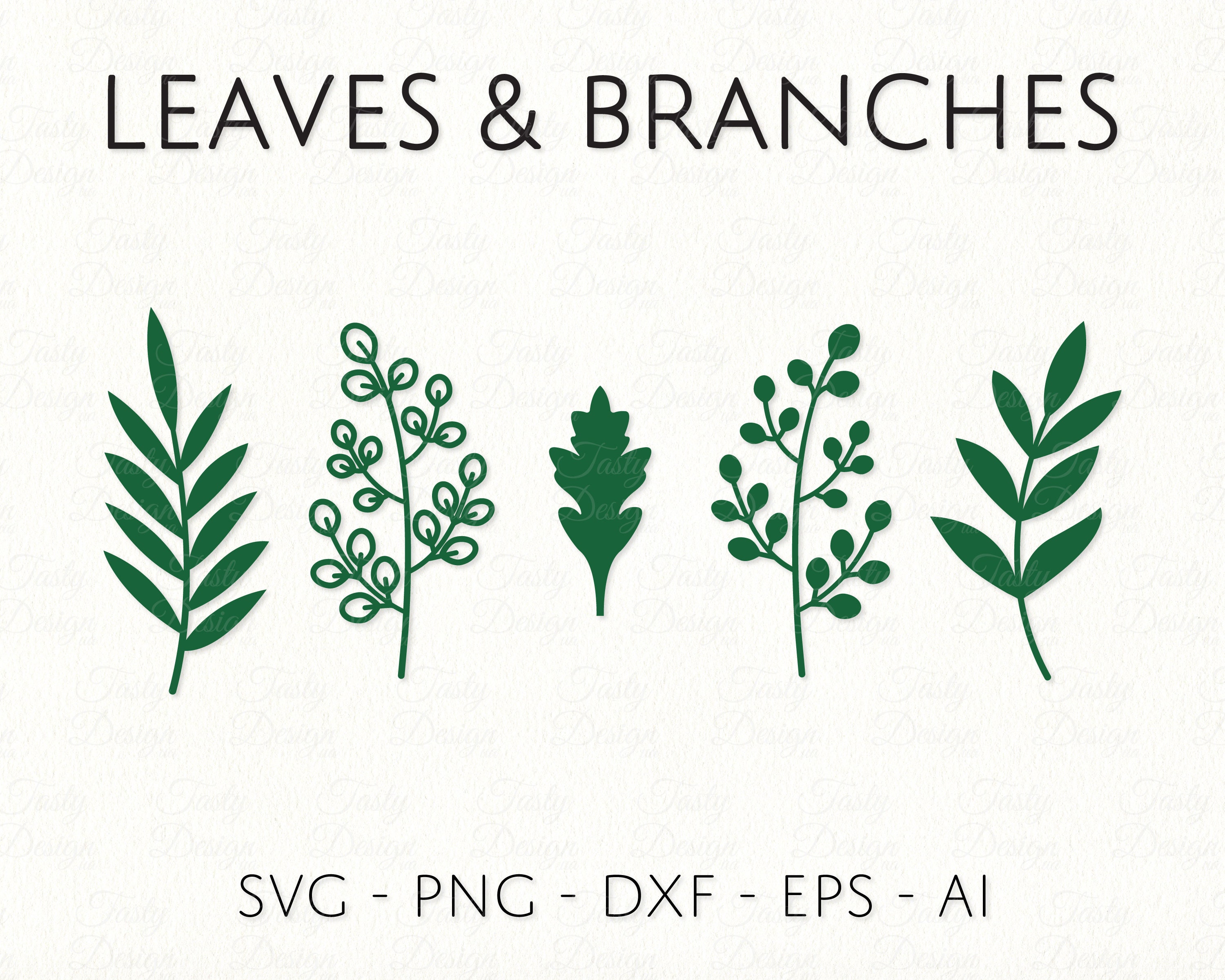 Leaves Svg Branch Cut File Foliage Bundle Greenery for Rolled Flowers ...