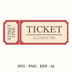 Ticket SVG file Retro ticket template Admit one SVG