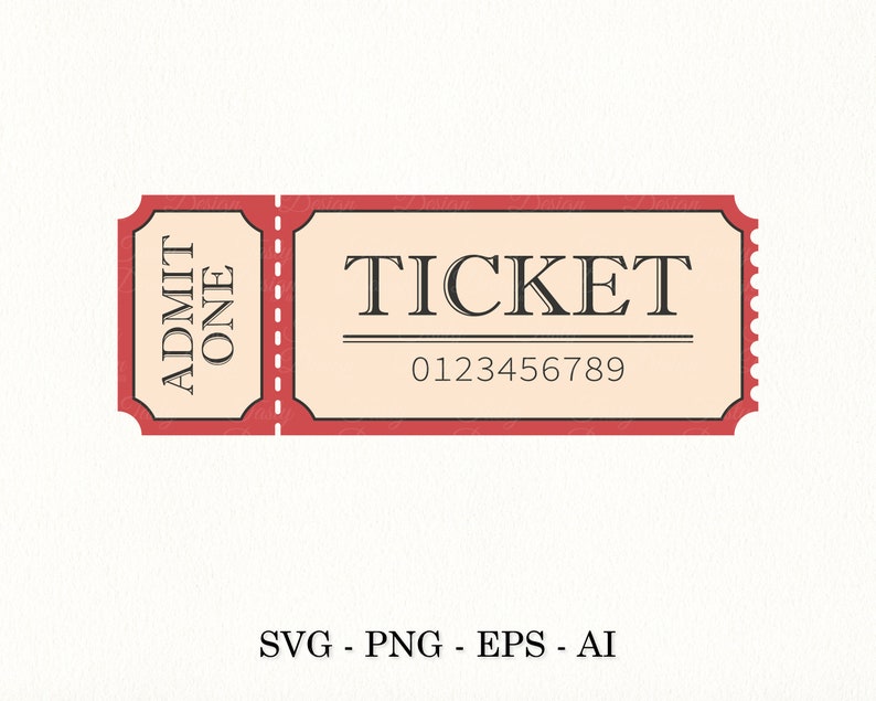 Ticket SVG file Retro ticket template Admit one SVG