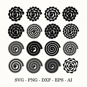 Rolled flower svg, Flower template svg, 3d flower svg, Wedding paper flowers svg, Rolled flowers bundle svg dxf