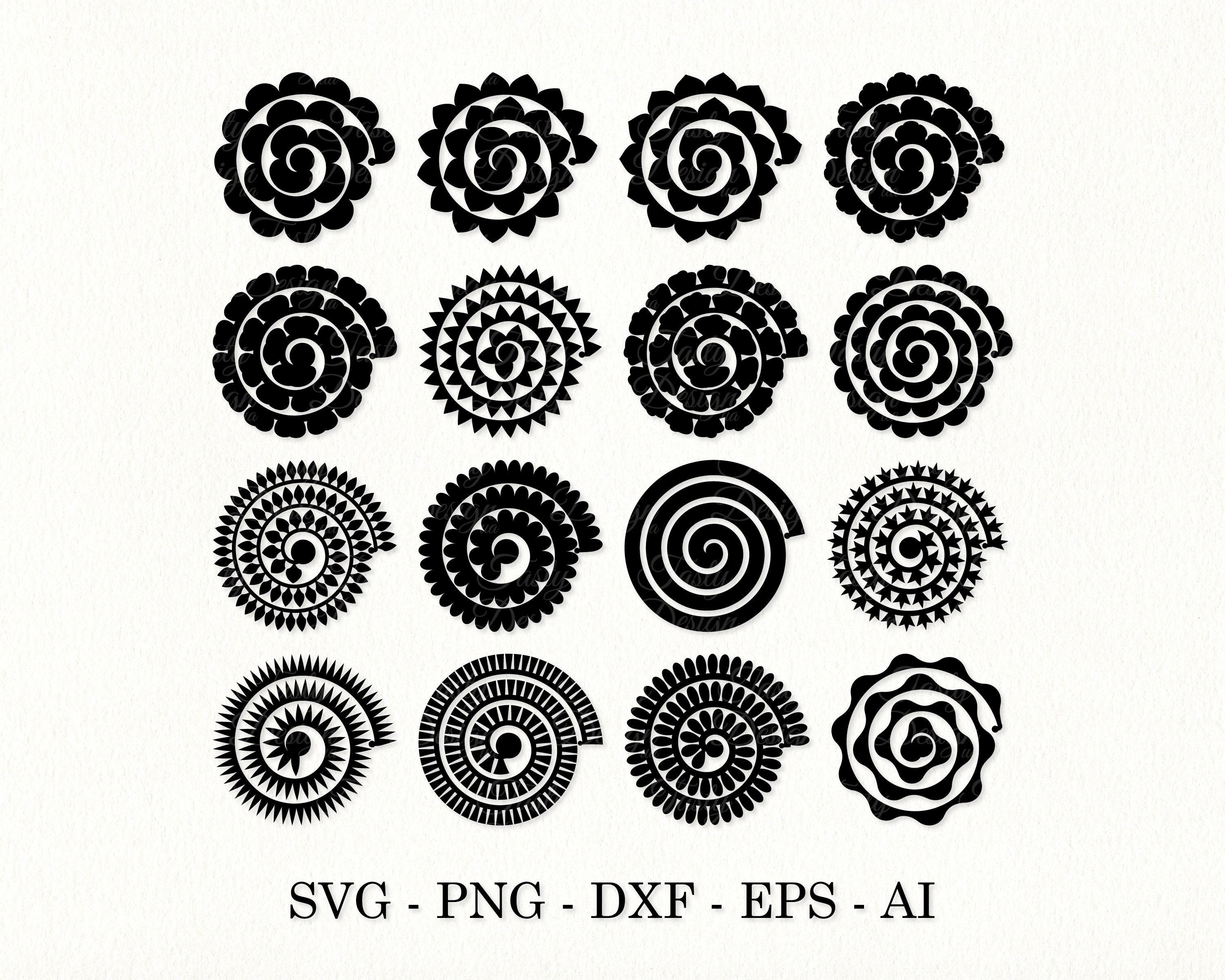 Rolled flower svg Flower template svg 3d flower svg Wedding | Etsy