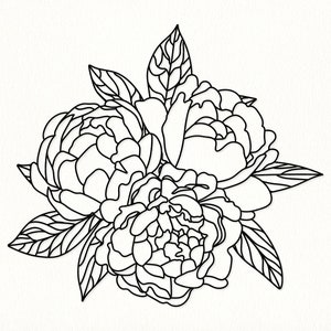 Pfingstrose Bouquet SVG Botanische sVG Floral Line Art Clipart Pfingstrosen svg png eps dxf