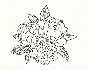牡丹の花束 SVG 植物 SVG 花の線画 クリップアート 牡丹 svg png eps dxf