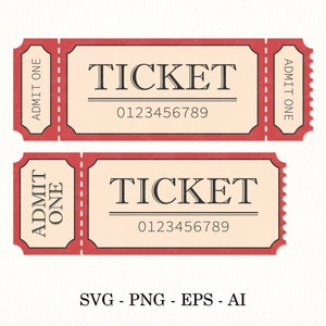 Ticket SVG file Retro ticket template Admit one SVG