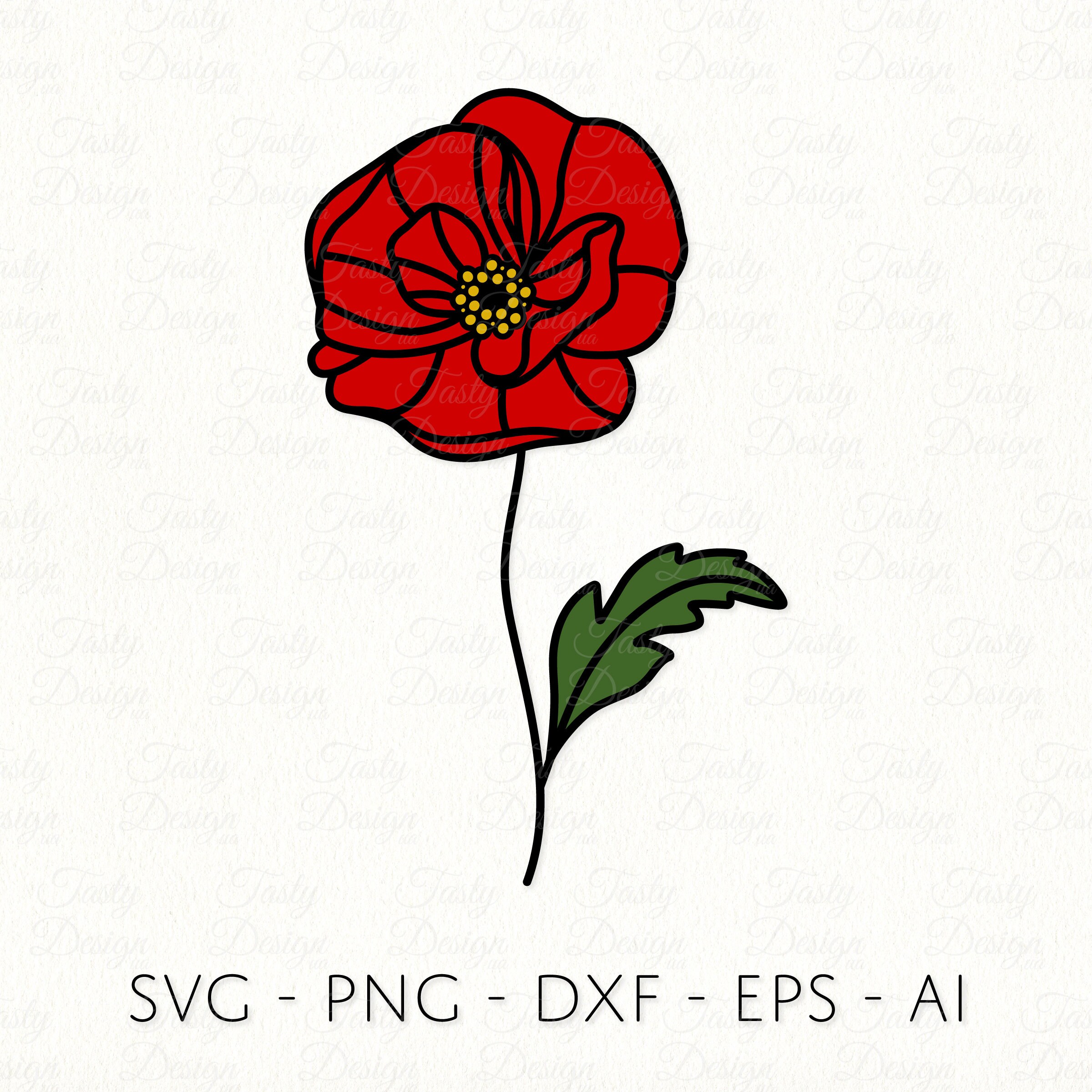 Poppy Dfx File Poppy SVG PNG DXF August Birth Month Flower Outline Sublimation Decal ...