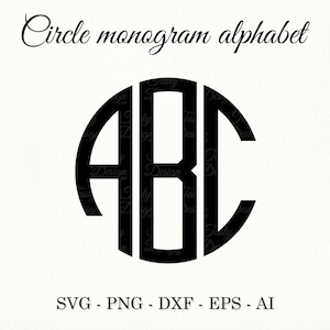 Circle monogram alphabet svg Round monogram letters svg png Circle Monogram Font SVG