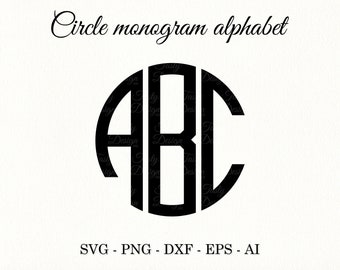 Circle monogram alphabet svg Round monogram letters svg png Circle Monogram Font SVG