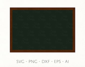 Chalkboard SVG with Wooden Frame Blank Blackboard PNG School Supplies Clip Art Teacher Template for Sublimation Decal
