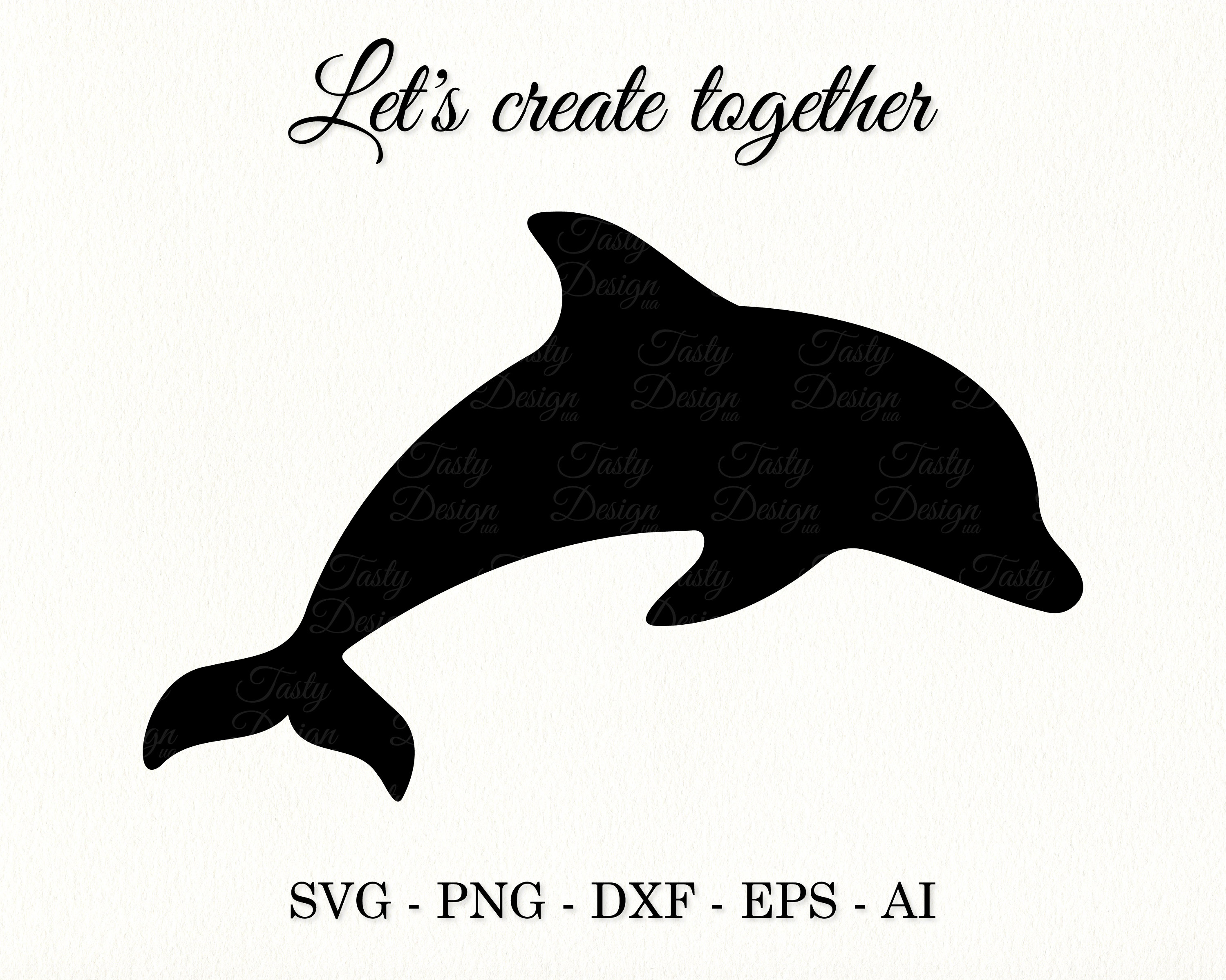 Dolphin Svg Cut File, Dolphin Silhouette Svg Dxf File, Black