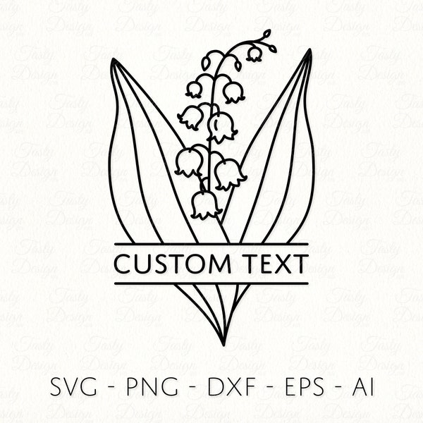 Lily of the Valley Split Frame SVG PNG DXF May Birth Flower Sublimation Decal File