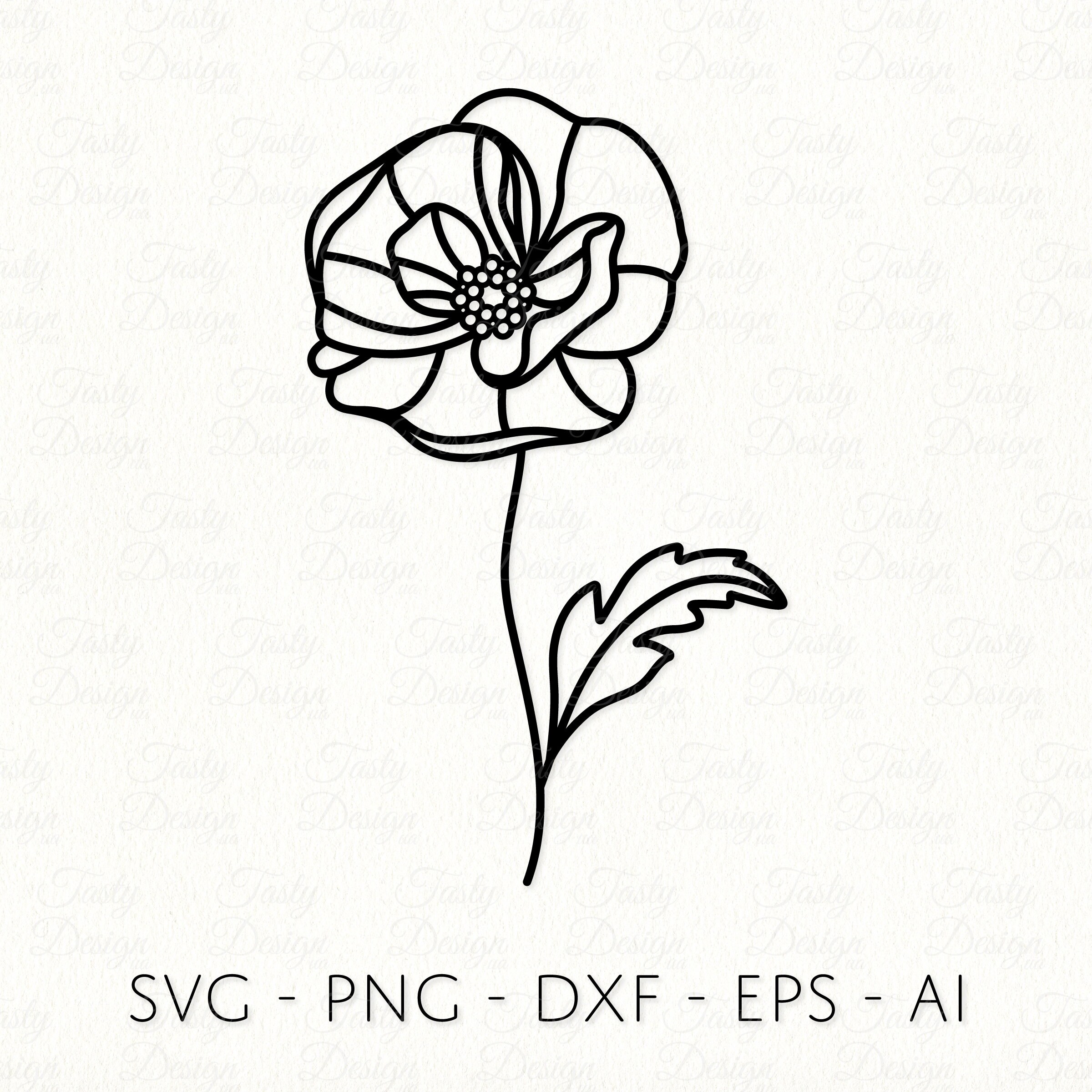 Poppy Dfx File Poppy SVG PNG DXF August Birth Month Flower Outline Sublimation Decal ...