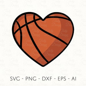 Arquivo para impressão Cricut de decalque de sublimação de coração de basquete SVG PNG DXF