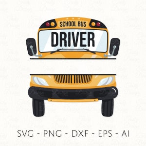 School Bus Driver SVG PNG DXF Split Name Frame Template image 3
