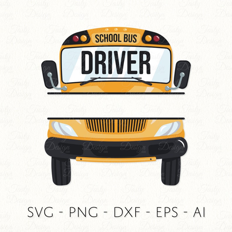 School Bus Driver SVG PNG DXF Split Name Frame Template image 3