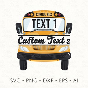 Signo personalizado del autobús escolar SVG PNG DXF Marco de nombre dividido personalizado