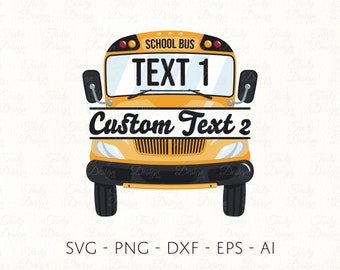 School Bus Custom Sign SVG PNG DXF Personalized Split Name Frame