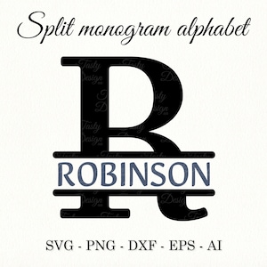 Split Monogram R Templages Split Monogram Font SVG Split Alphabet Monogram PNG Split Letters Svg ...
