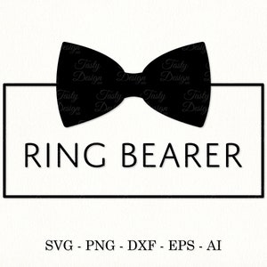 リングベアラー SVG 蝶ネクタイ SVG リングベアラーサイン リングセキュリティクリップアート 結婚指輪ベアラー PNG 結婚パーティーサイン Cricut カットファイル