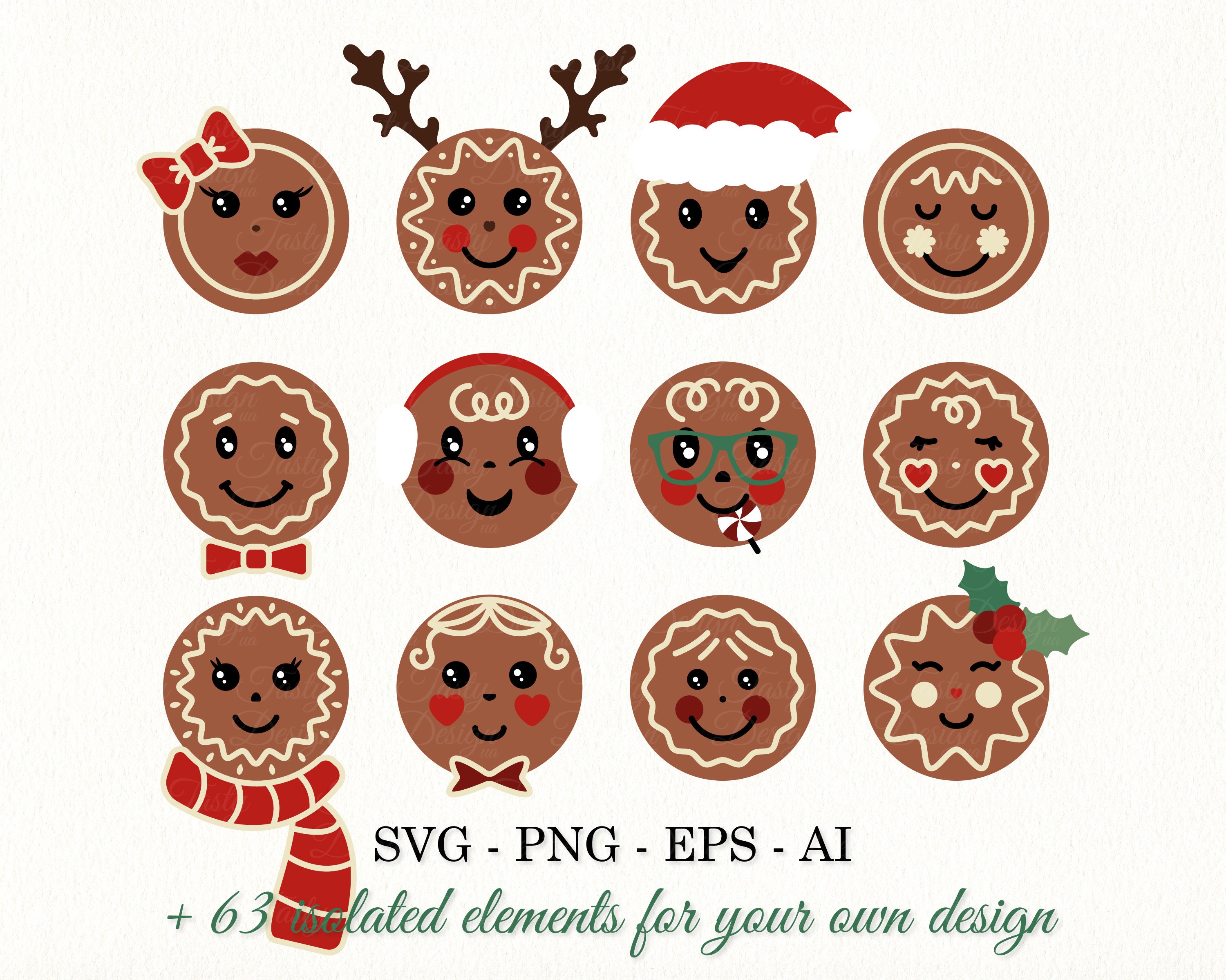 Gingerbread Face Svg Cookie Face Svg Gingerman Cut File Funny Christmas ...