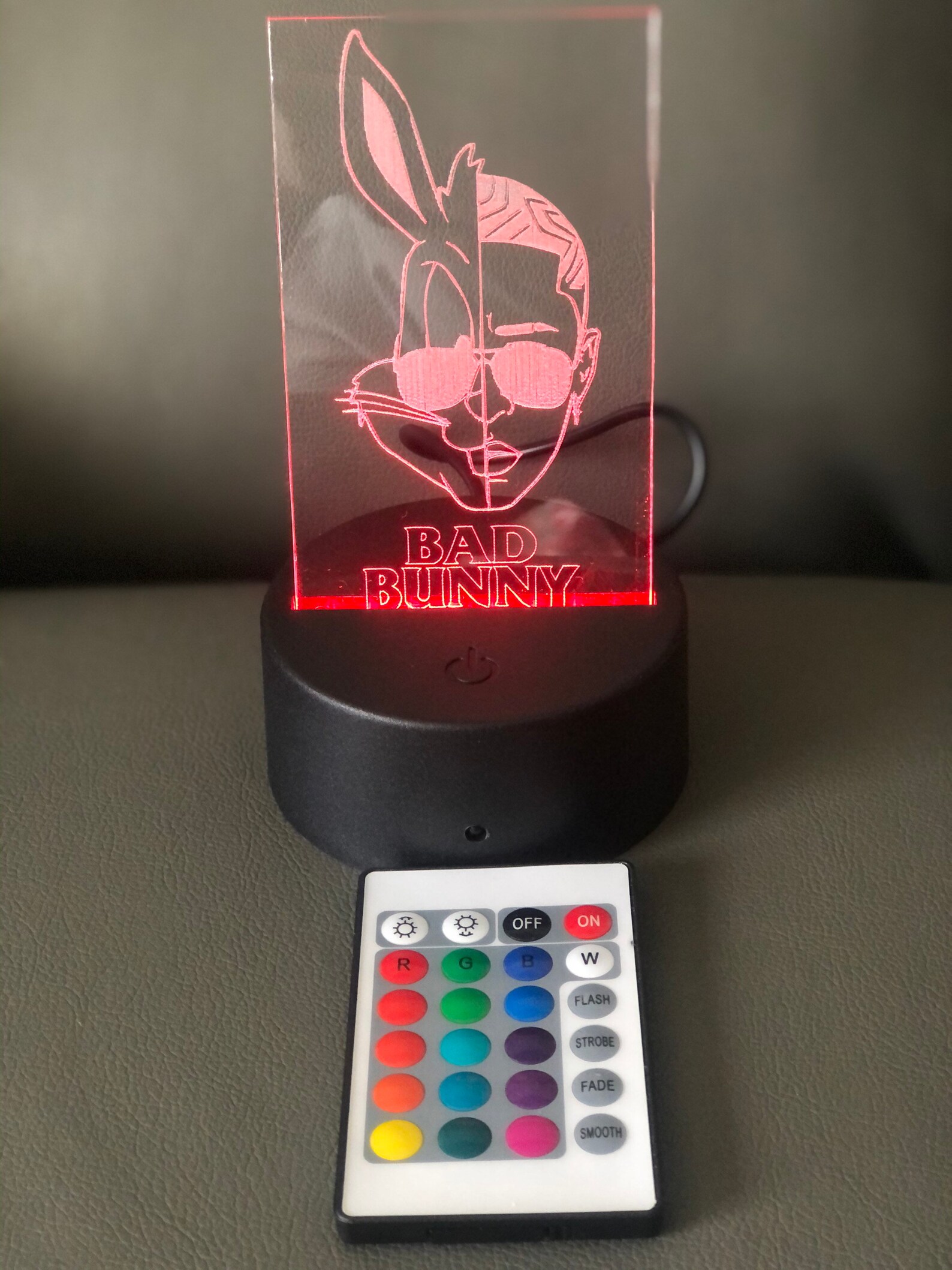 Bad Bunny 3D LED Laser Engraved Light/ Bad Bunny Light / color Etsy