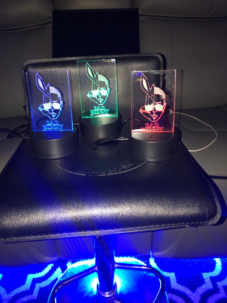 Bad Bunny 3D LED Laser Engraved Light/ Bad Bunny Light / color Etsy