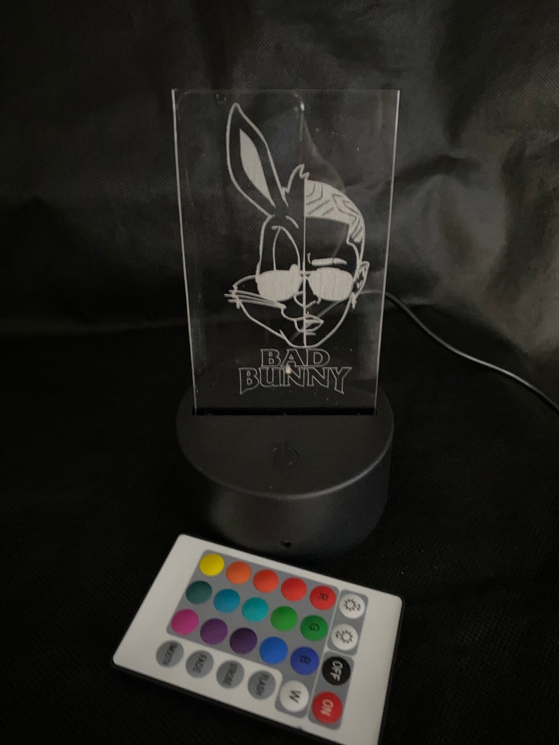 Bad Bunny 3D LED Laser Engraved Light/ Bad Bunny Light / color Etsy