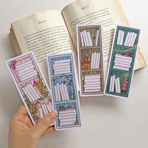 Printable Bookmark Book Tracker, Set of 4 Downloadable Bookmarks, Four Seasons Reading Tracker, Instant Download