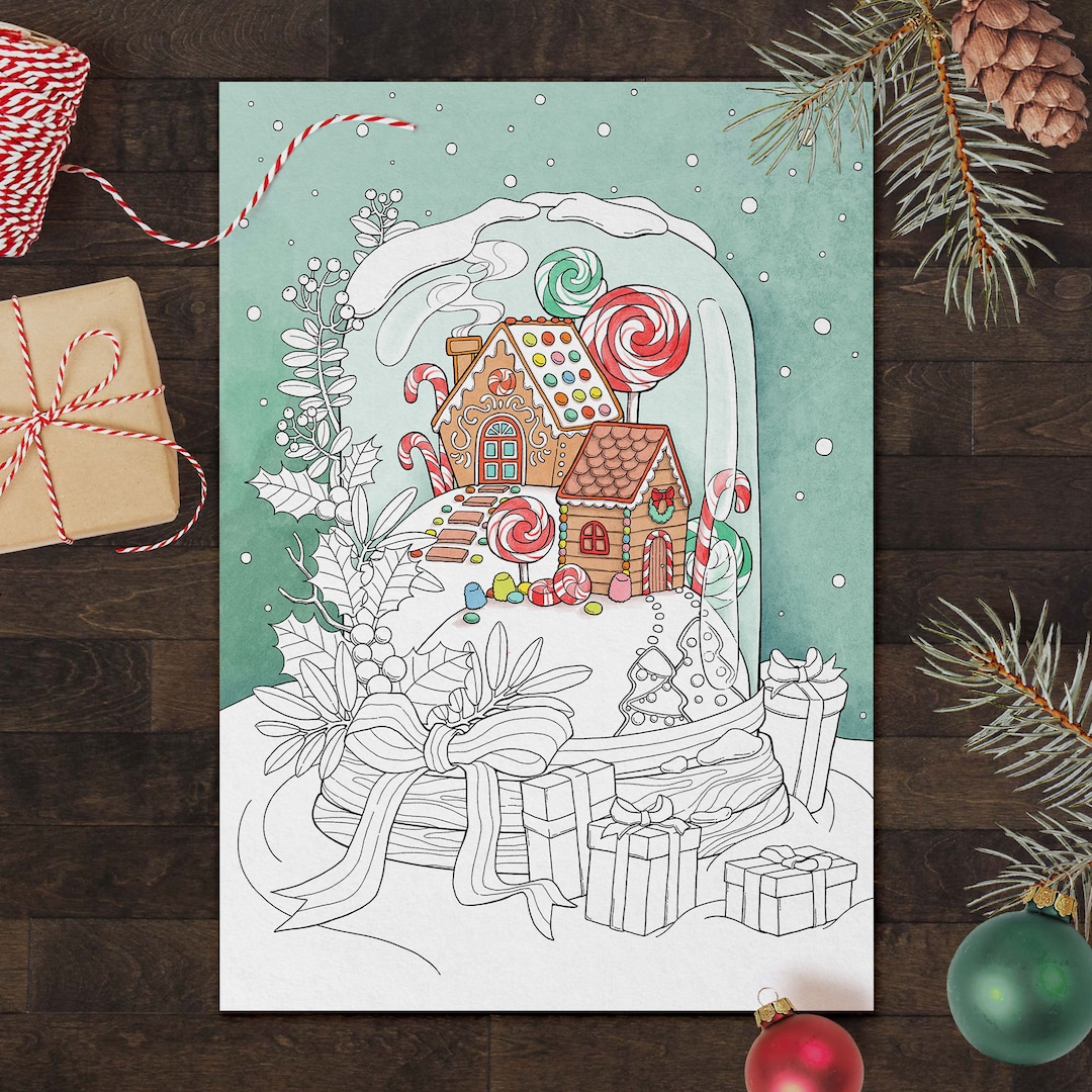 Printable Winter Coloring Page, Christmas Snow Globe Coloring Page ...