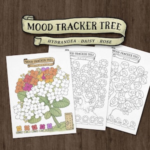 Árbol de seguimiento del estado de ánimo, juego de 3 rastreadores de estado de ánimo imprimibles, rastreador de estado de ánimo digital para Bullet Journal / tamaño carta, A4, A5