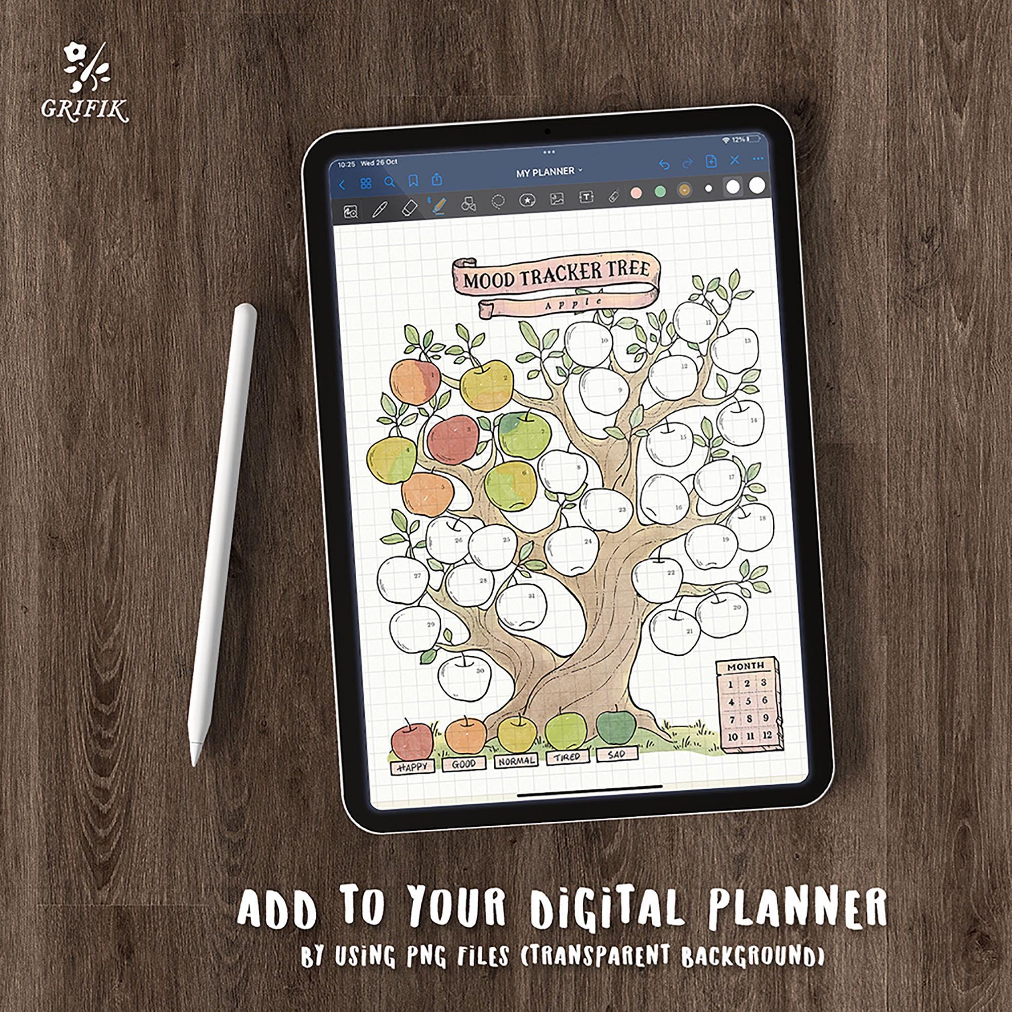 Tree Tracker Pdf Mood Tracker Tree, Set of 12 Printable Mood Tracker, Digital Mood ...