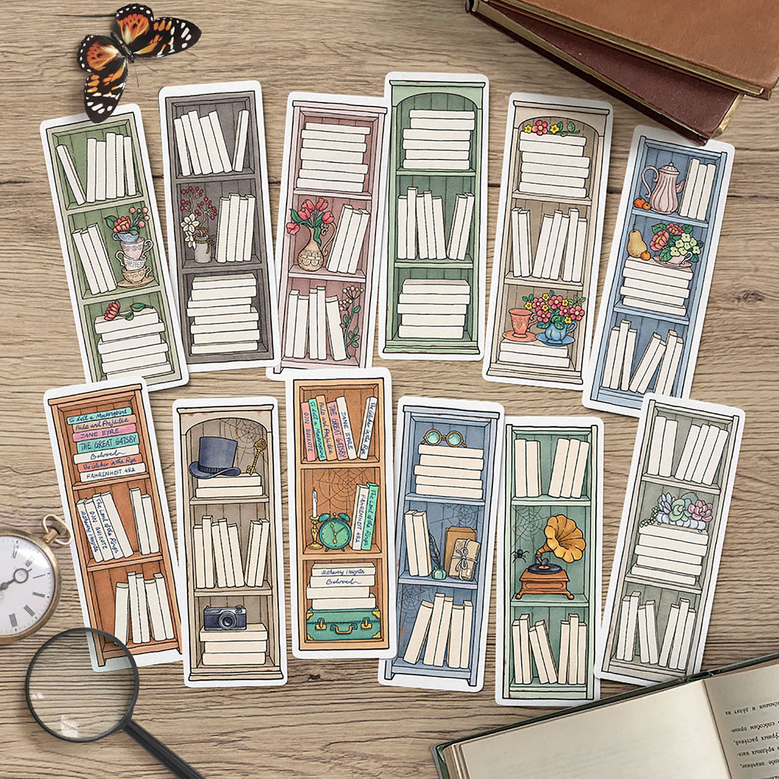 DIGITAL Bookmark Book Tracker, Set of 12 Printable Bookmarks, Monthly ...
