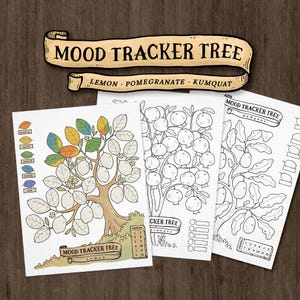 Árbol de seguimiento del estado de ánimo, juego de 3 rastreadores de estado de ánimo imprimibles, rastreador de estado de ánimo digital para Bullet Journal / tamaño carta, A4, A5