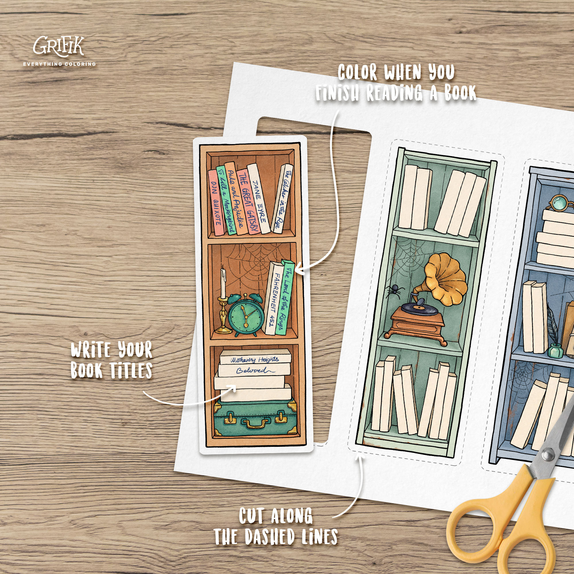 Printable Bookmark Book Tracker Set of 8 Vintage Drawing - Etsy