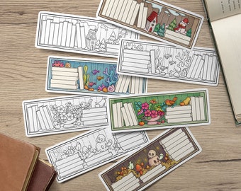 Marque-page imprimable livre, lot de 8 marque-pages téléchargeables, suivi de lecture des quatre saisons, téléchargement immédiat