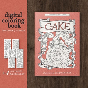 Fantasy Coloring Book - CAKE, Digital Download, Coloring Book Pdf, Fairy Coloring Pages