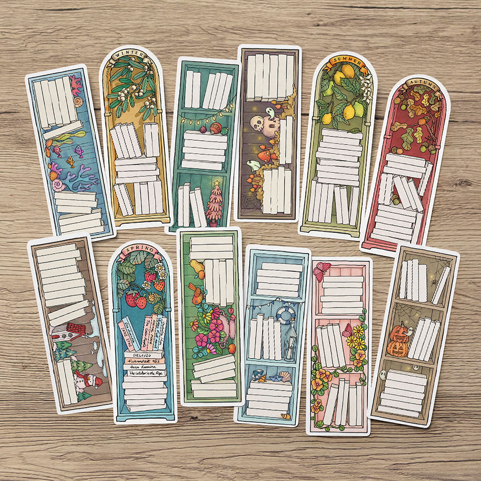 DIGITAL Bookmark Book Tracker, Set of 12 Printable Bookmarks, Monthly ...