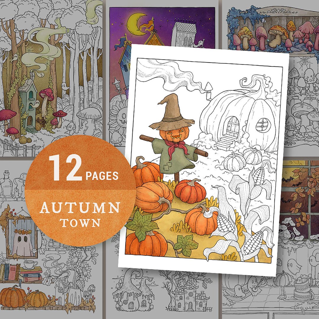 Autumn Fantasy Coloring Pages: 12 Page Bundle (instant Download) - Etsy
